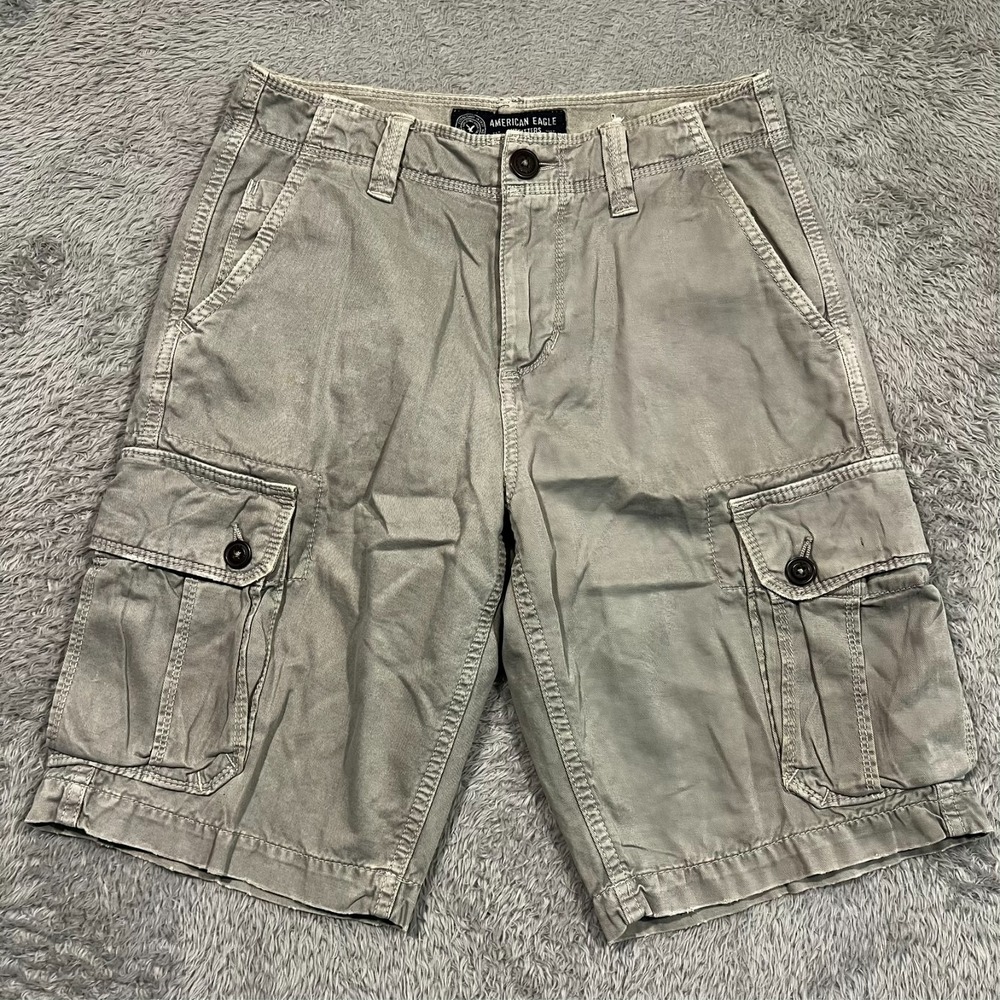American Eagle Cargo Shorts 26 Gray Cotton Utility Gorpcore Skater